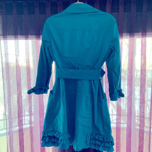 Beautiful full Ruffled trench in bright blue. - Picture 2 of 2